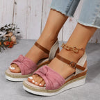 Reina - Sandalias de cuña con alpargata anudada