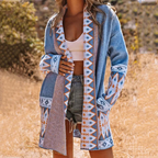 Camila – Cárdigan Largo Étnico con Estampado Boho