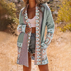 Camila – Cárdigan Largo Étnico con Estampado Boho