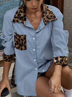 Isabella - Camisa de mujer a rayas con detalles animal print