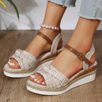 Reina - Sandalias de cuña con alpargata anudada