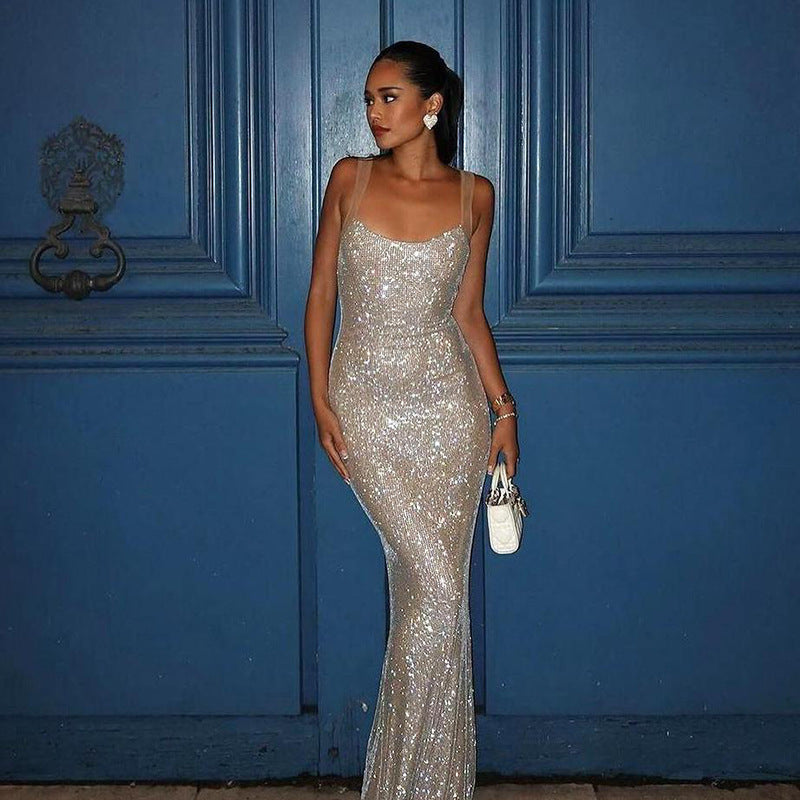 Rostica - Vestido de noche de malla con purpurina