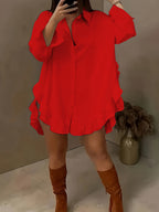 Luciana - Blusa camisera con volantes