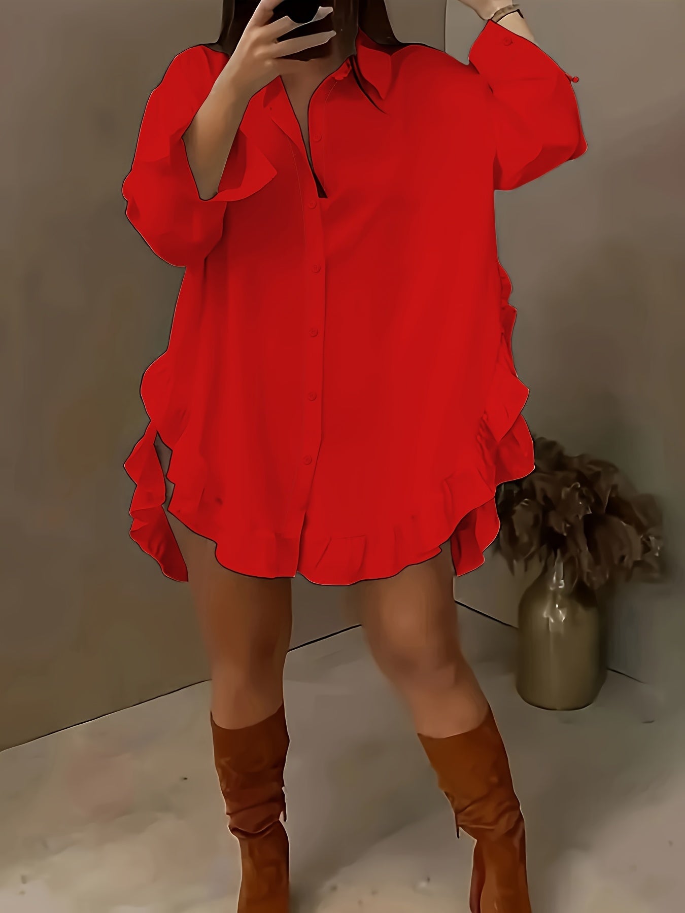 Luciana - Blusa camisera con volantes