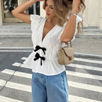 Camila - Blusa con lazos y escote en V