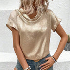 Estela - Blusa satinada con cuello drapeado