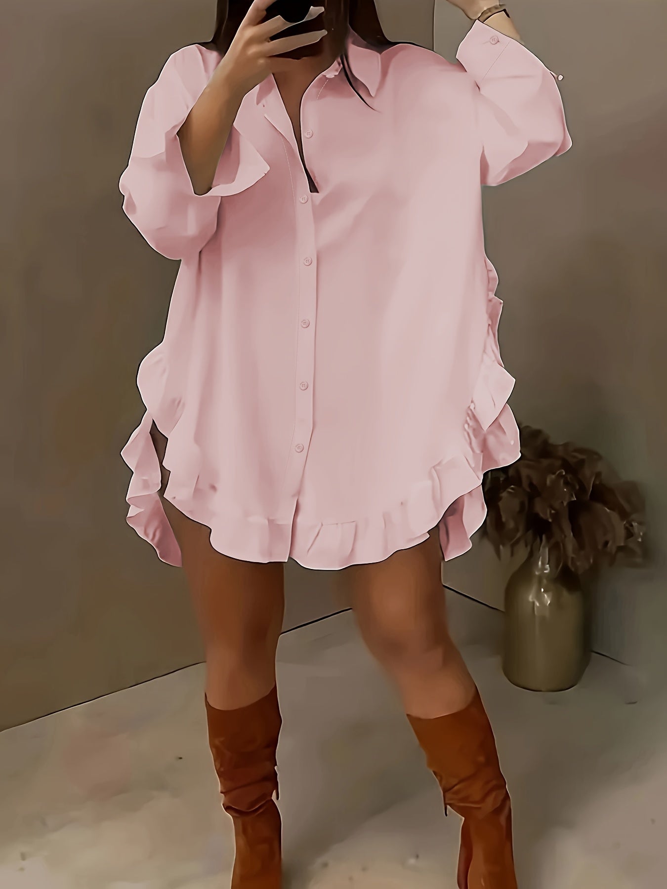 Luciana - Blusa camisera con volantes