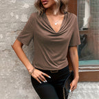 Deanna - Blusa con cuello drapeado