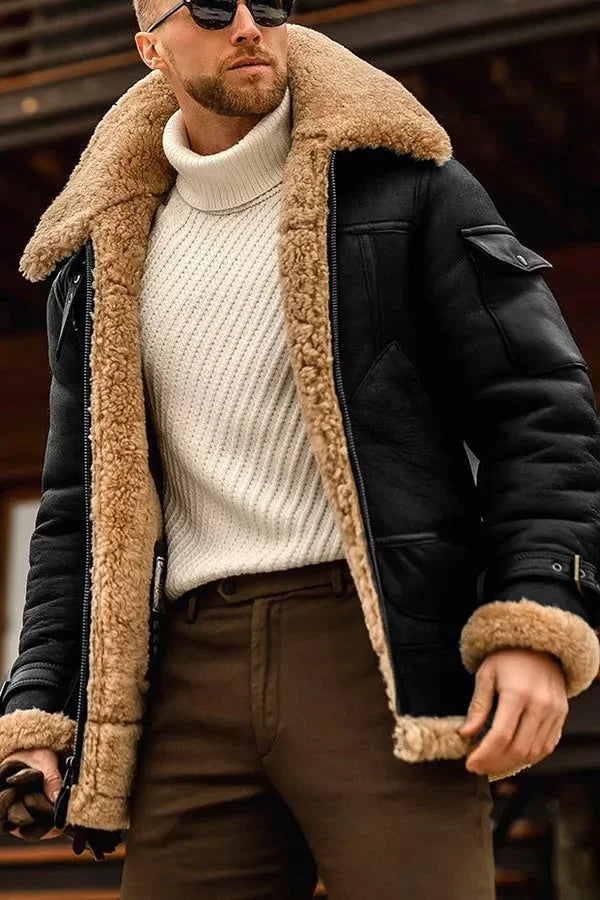Héctor - Chaqueta aviador hombre con forro de borreguito