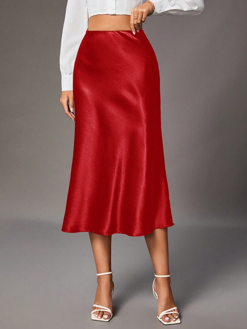 Claudia - Falda satinada midi elegante