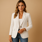 Getailleerde damesblazer met stretch en klassieke snit, ideaal voor formele gelegenheden, kantoor en casual outfits