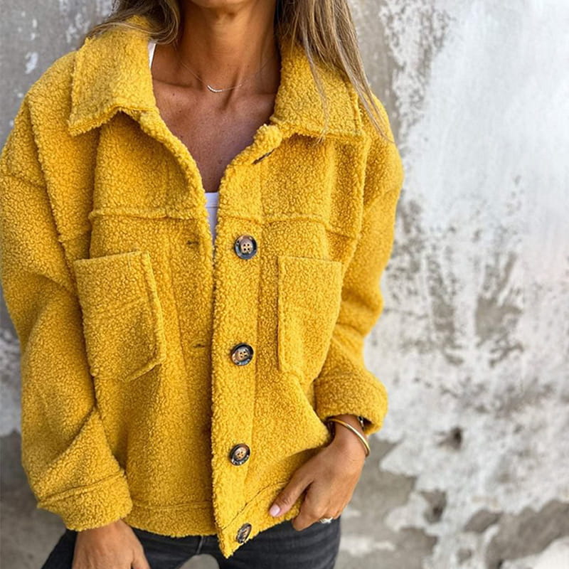 Camila - Chaqueta de mujer con efecto borrego y botones