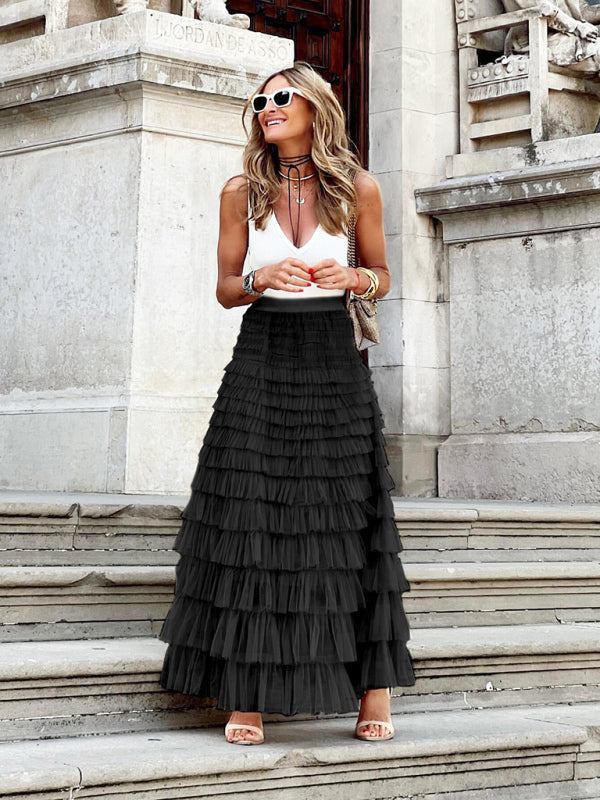 Averie | maxi falda de tul en capas