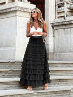 Delyah | Falda maxi de tul en capas