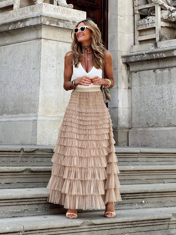Averie | maxi falda de tul en capas