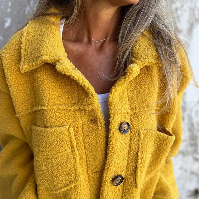 Camila - Chaqueta de mujer con efecto borrego y botones