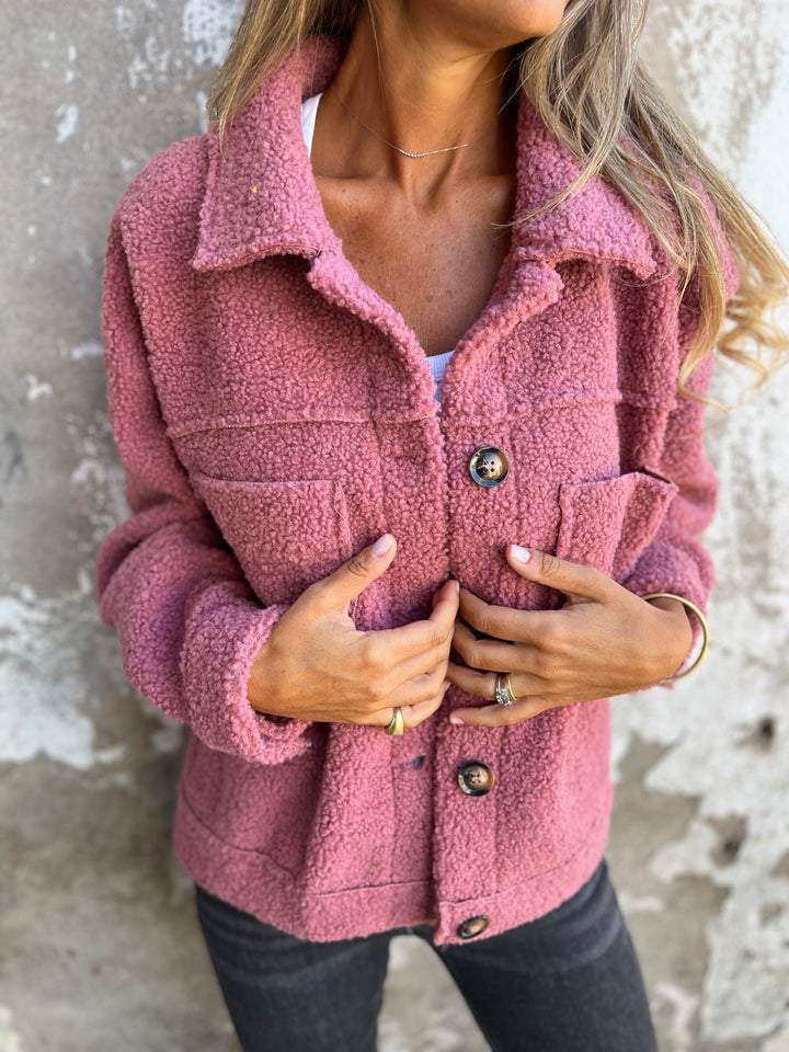 Camila - Chaqueta de mujer con efecto borrego y botones