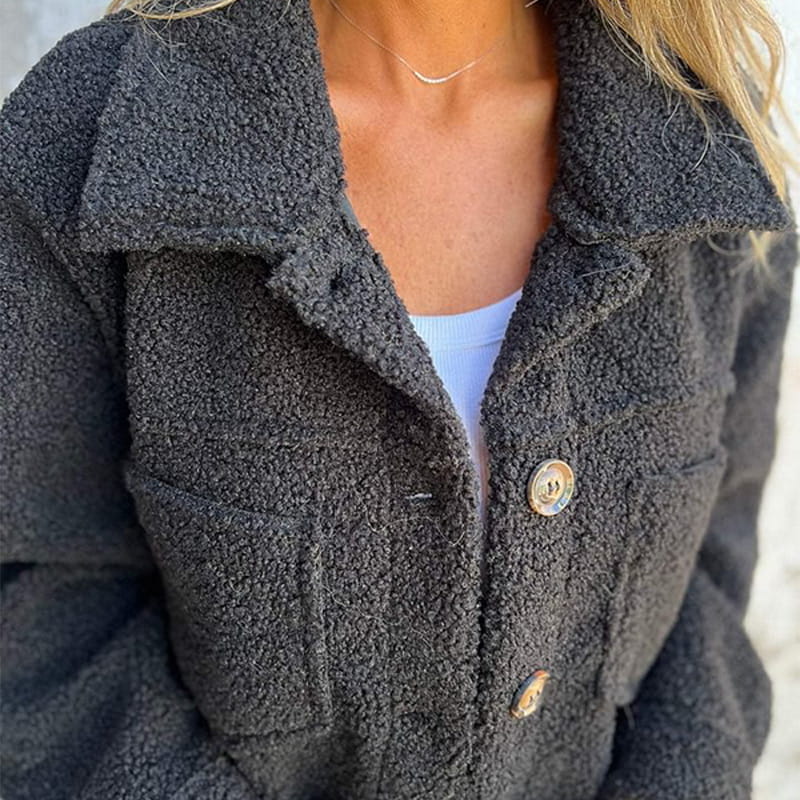 Camila - Chaqueta de mujer con efecto borrego y botones