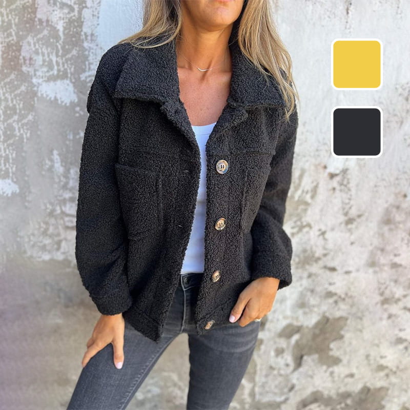 Camila - Chaqueta de mujer con efecto borrego y botones