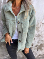 Camila - Chaqueta de mujer con efecto borrego y botones