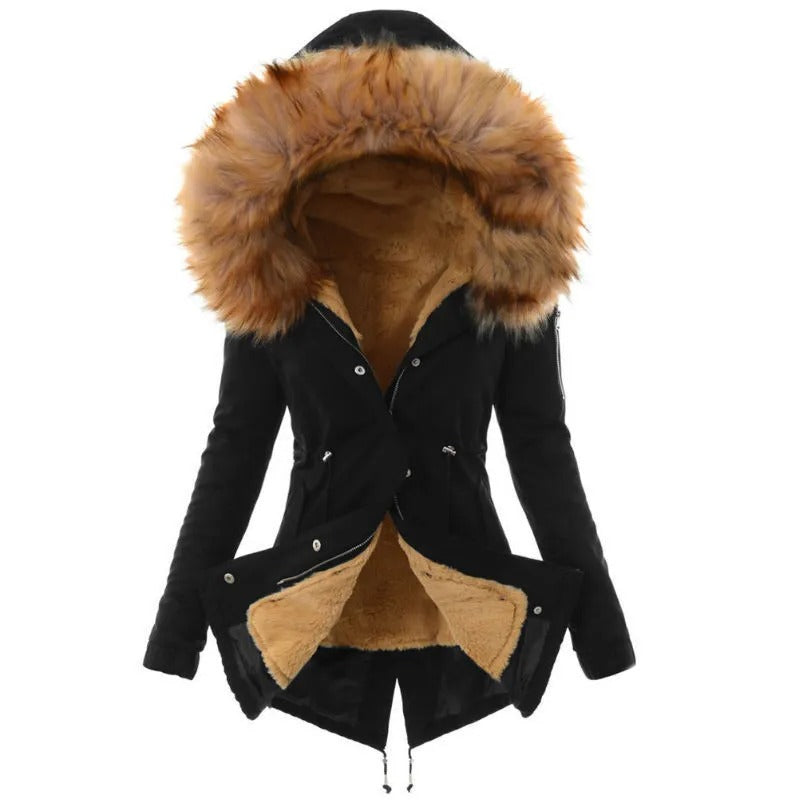 Clara - Parka de mujer con capucha de pelo y forro interior