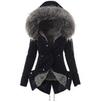 Clara - Parka de mujer con capucha de pelo y forro interior