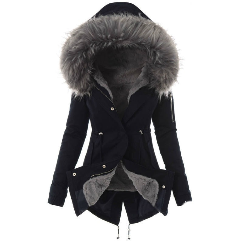 Clara - Parka de mujer con capucha de pelo y forro interior