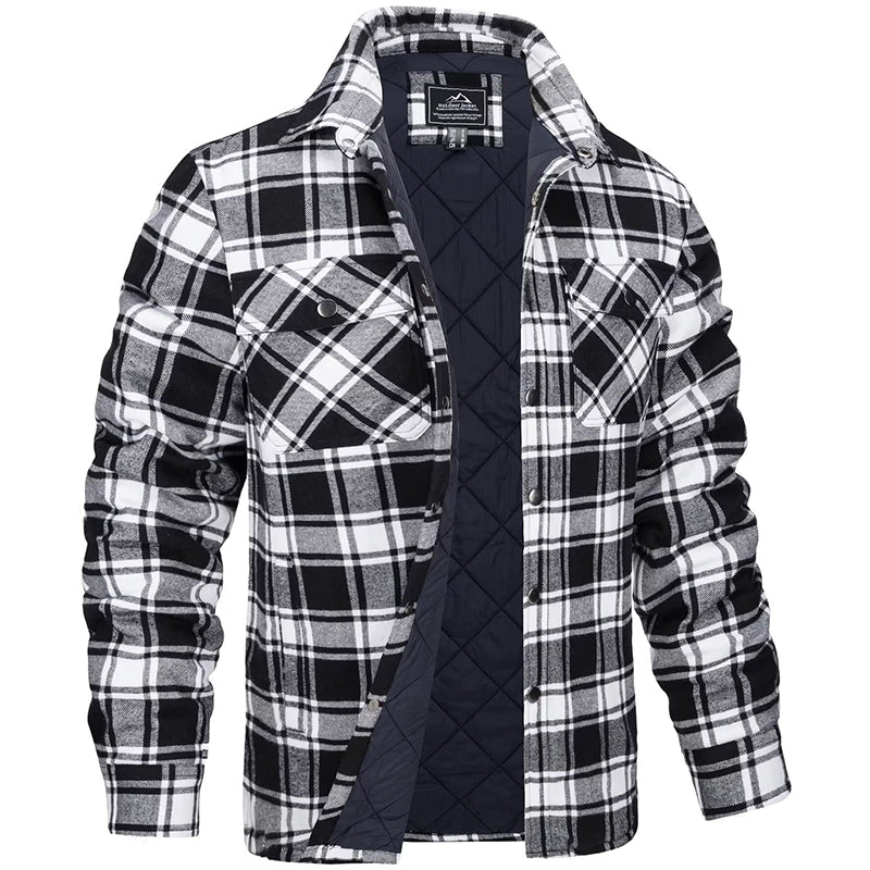 Hugo - Sobrecamisa de franela para hombre a cuadros con forro acolchado