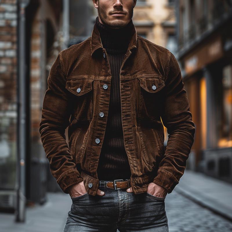 Leonardo - Chaqueta de hombre de pana con bolsillos frontales