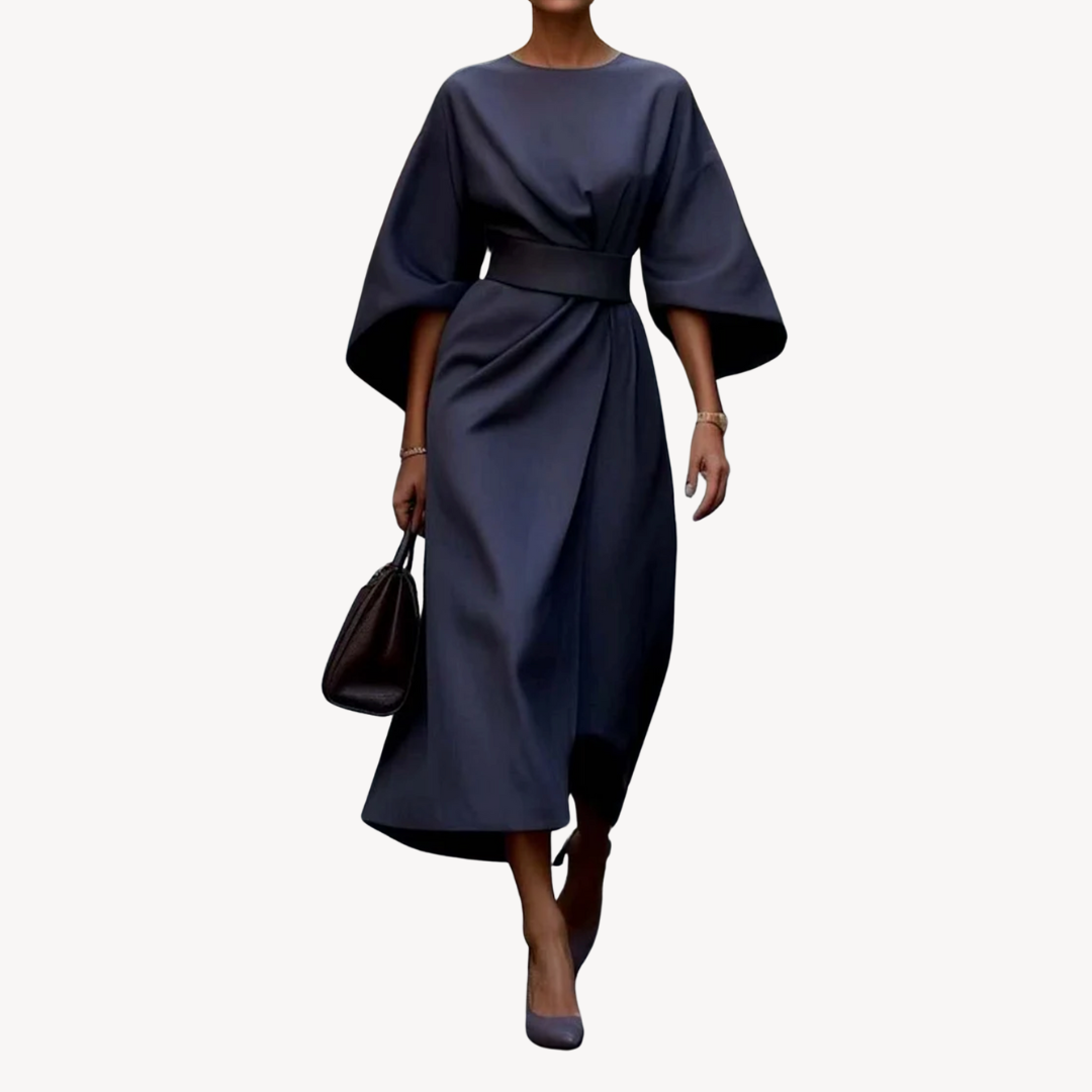 Valentina – Vestido midi con mangas amplias y cinturón para mujer