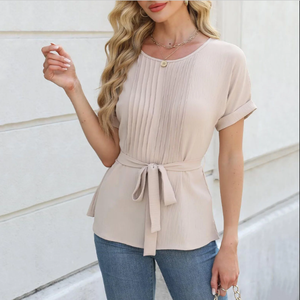 Leticia - Blusa plisada con cinturón