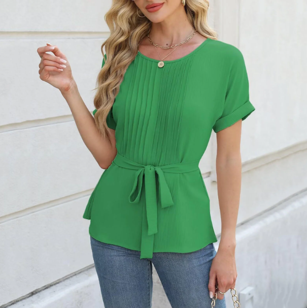 Leticia - Blusa plisada con cinturón