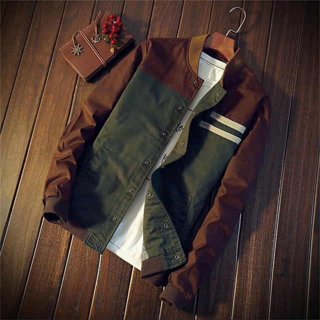 Marcos - Chaqueta de hombre estilo universitario con botones a presión