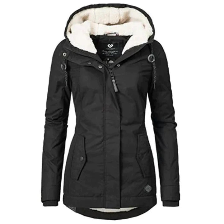 Isabela - Chaqueta acolchada con capucha y forro de borrego mujer