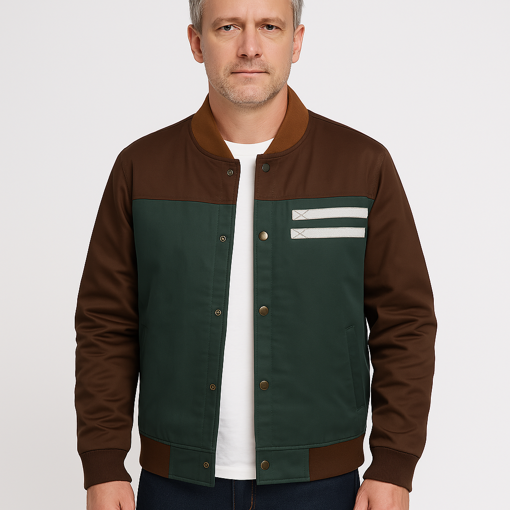 Marcos - Chaqueta de hombre estilo universitario con botones a presión