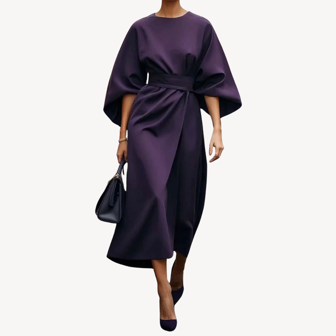 Valentina – Vestido midi con mangas amplias y cinturón para mujer