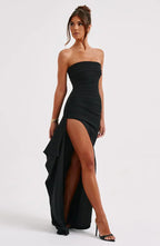 Isabella - Vestido largo de mujer palabra de honor con abertura